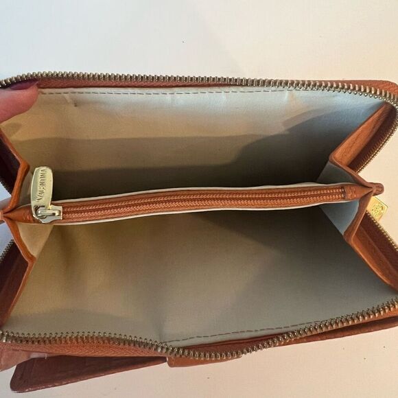 Valentina Genuine Leather Wallet Button Multi Card Slots Made in Italy Orange - Picture 3 of 5